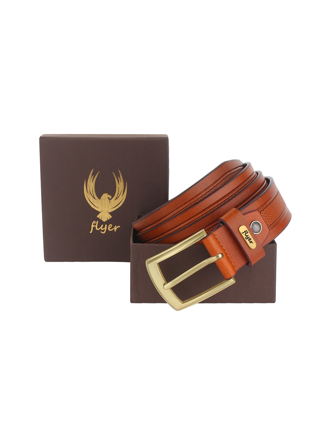 

Flyer Men Tan Textured Leather Formal Belt