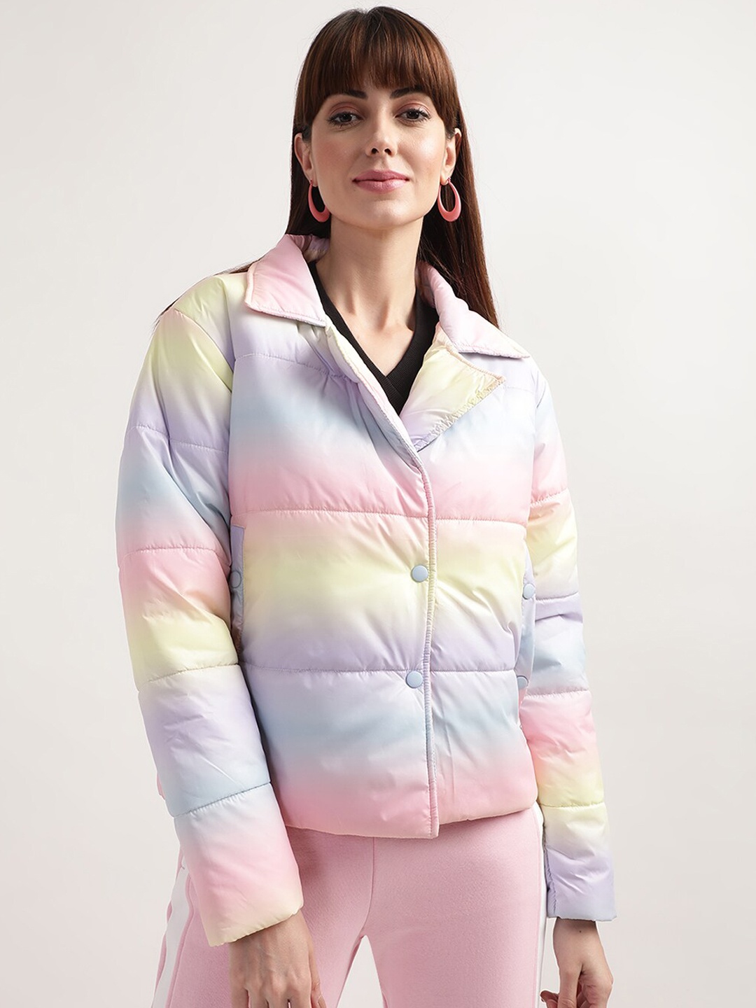 

ELLE Women Pink Blue Puffer Jacket