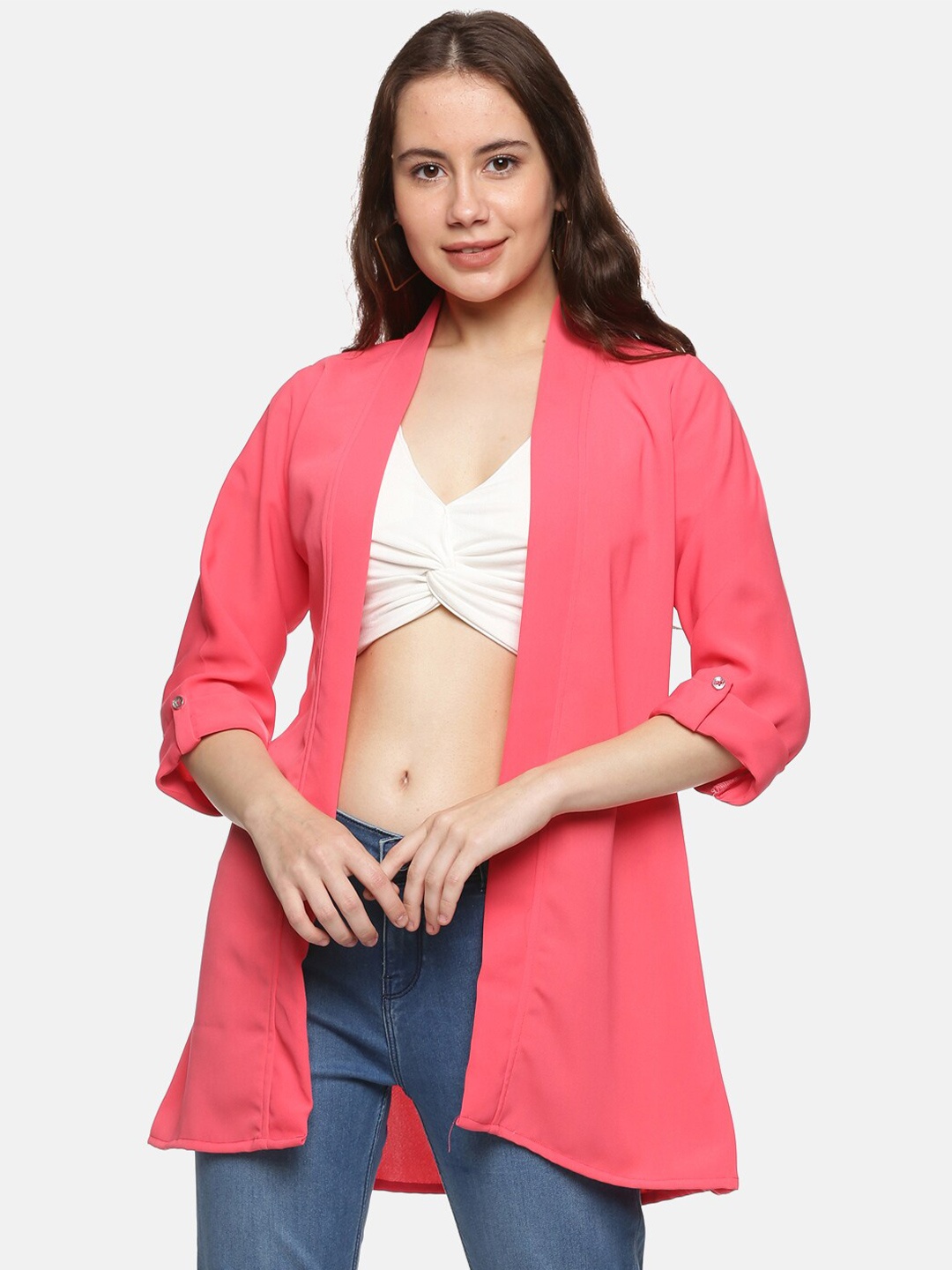 

GLORY & I Women Coral Longline Shrug