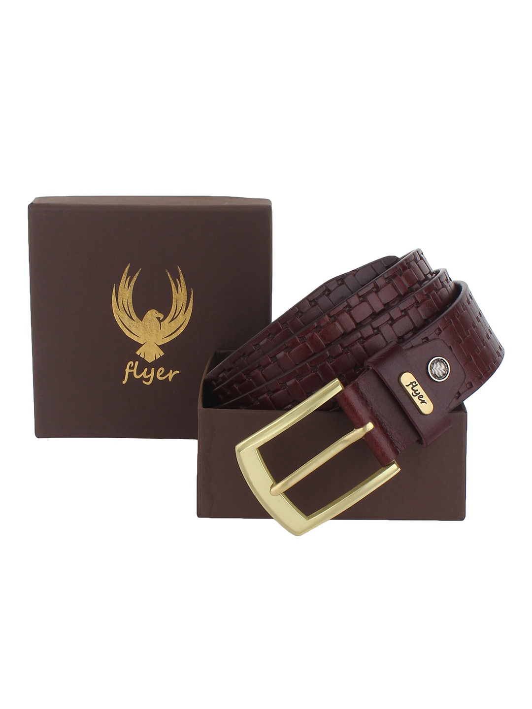 

Flyer Men Brown Textured Leather Formal Belt