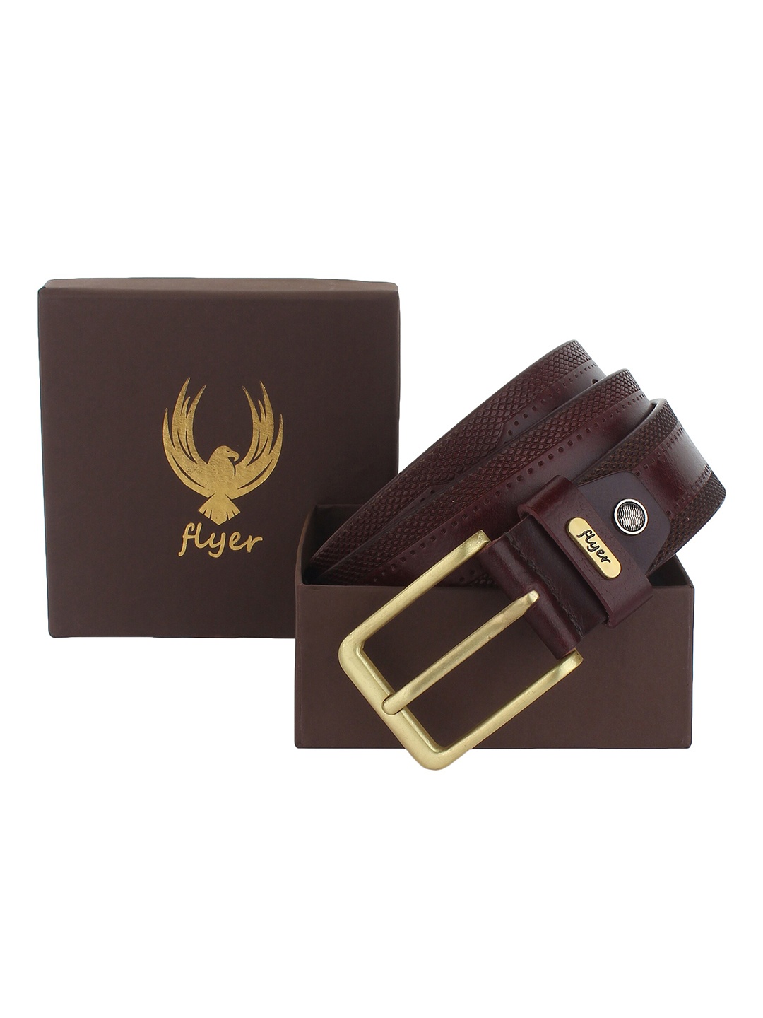 

Flyer Men Brown Textured Leather Formal Belt