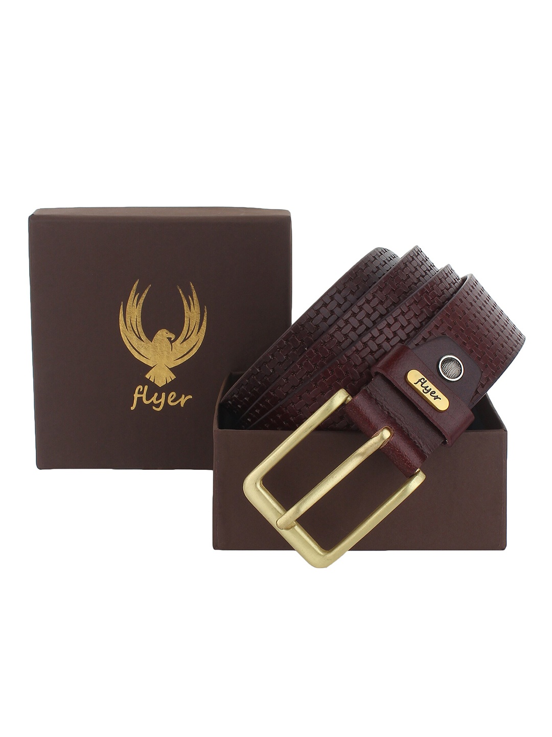 

Flyer Men Brown Textured Leather Formal Belt