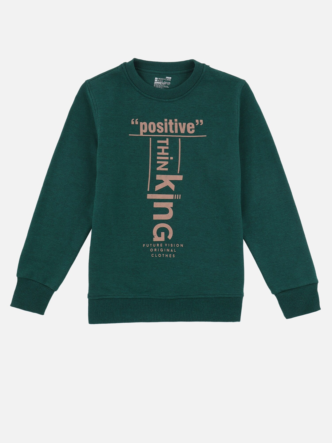 

PROTEENS Boys Green Printed Cotton Pullover Sweatshirt