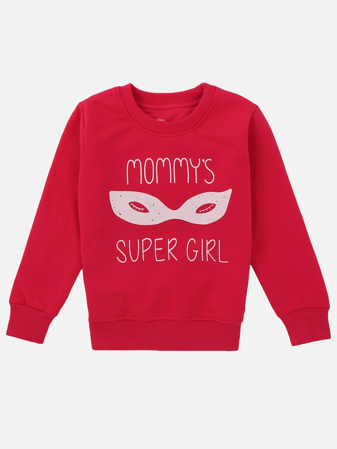 

DYCA Girls Fuchsia Printed Cotton Round Neck Sweatshirt