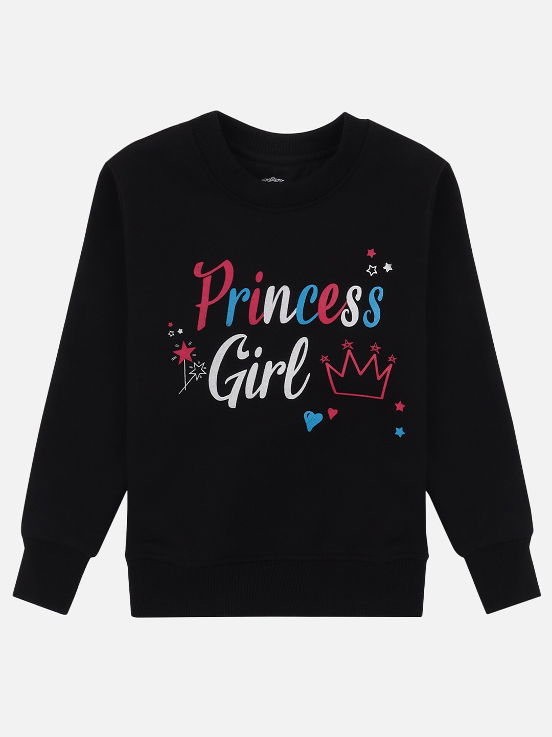 

DYCA Girls Black Printed Cotton Sweatshirt