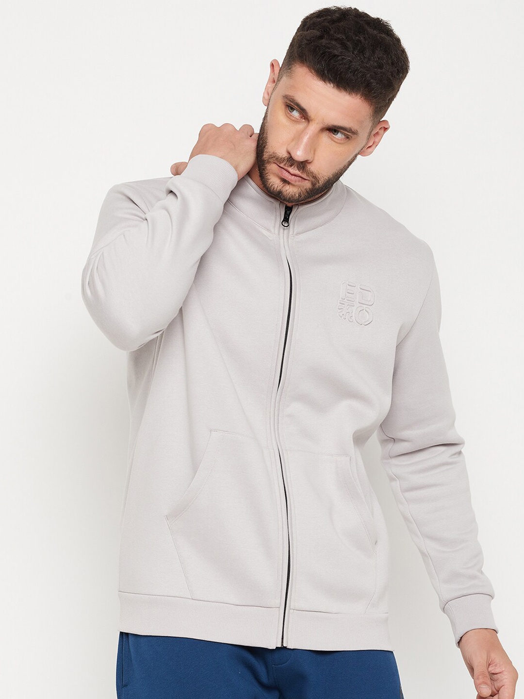 

EDRIO Men Grey Fleece Sweatshirt
