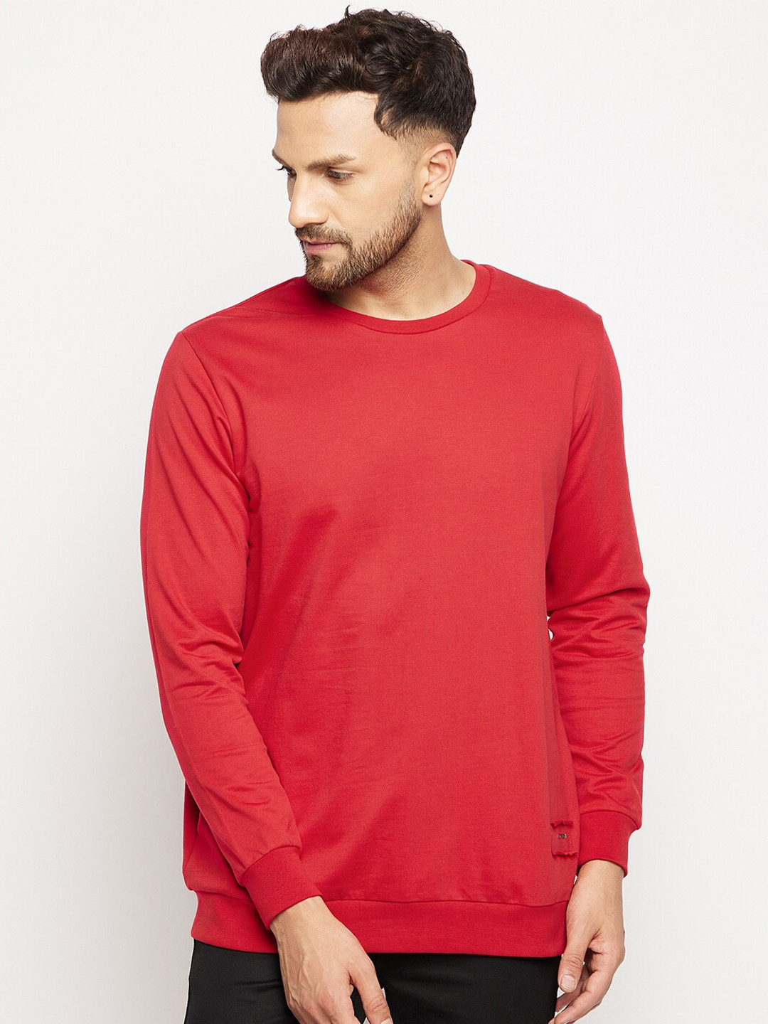 

EDRIO Men Red Cotton Sweatshirt
