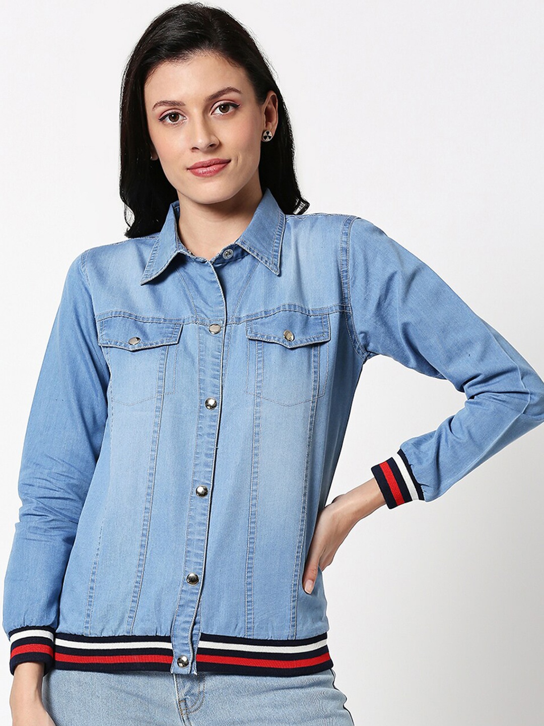 

Bewakoof Women Blue Denim Jacket