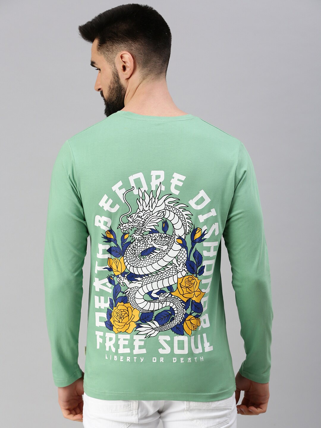 

VEIRDO Men Green Printed Cotton T-shirt
