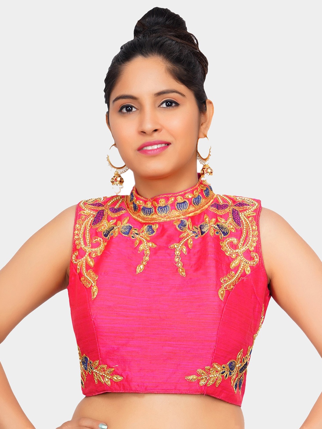 

Trendzmy Pink Embroidered Saree Blouse