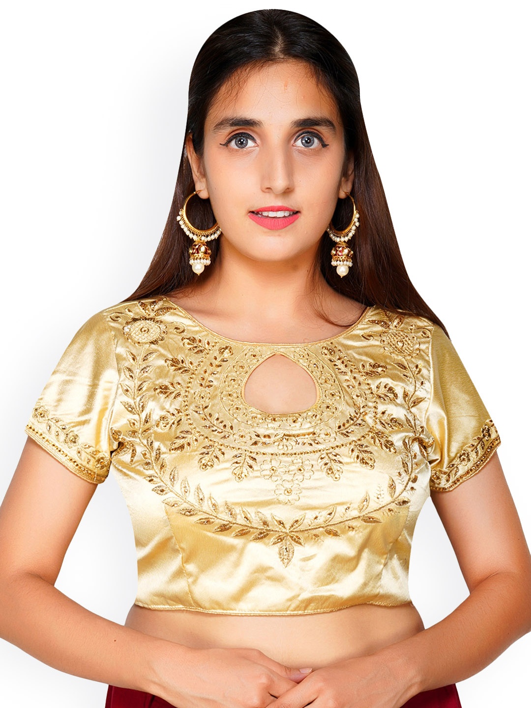 

Trendzmy Cream-Coloured Embroidered Saree Blouse