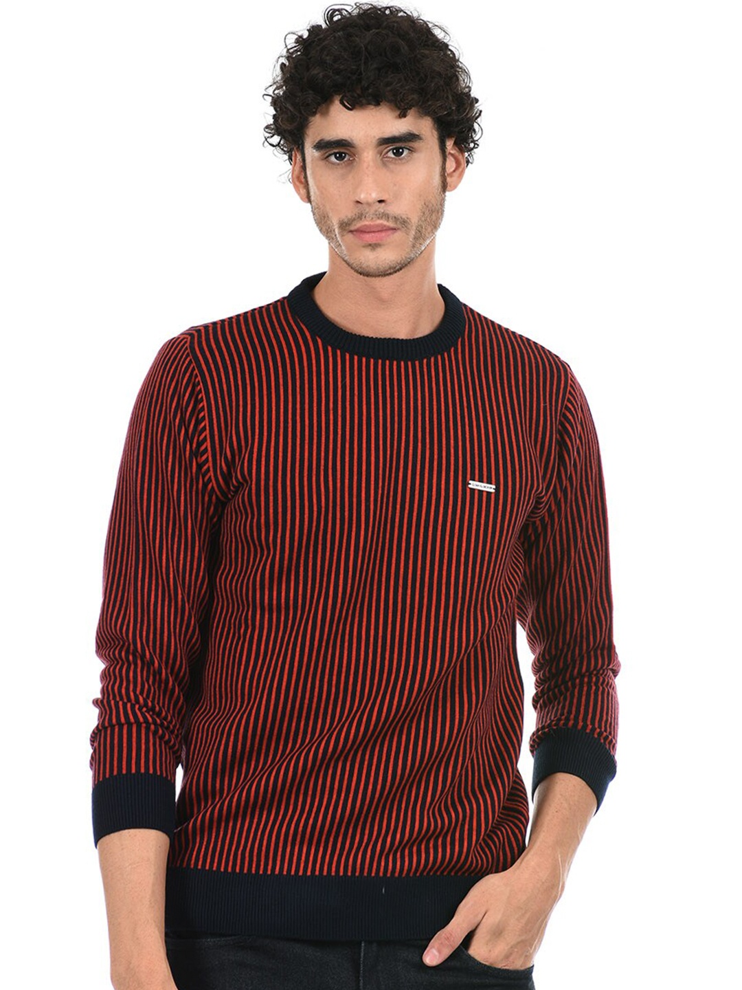 

Cloak & Decker by Monte Carlo Men Red & Black Striped Pullover