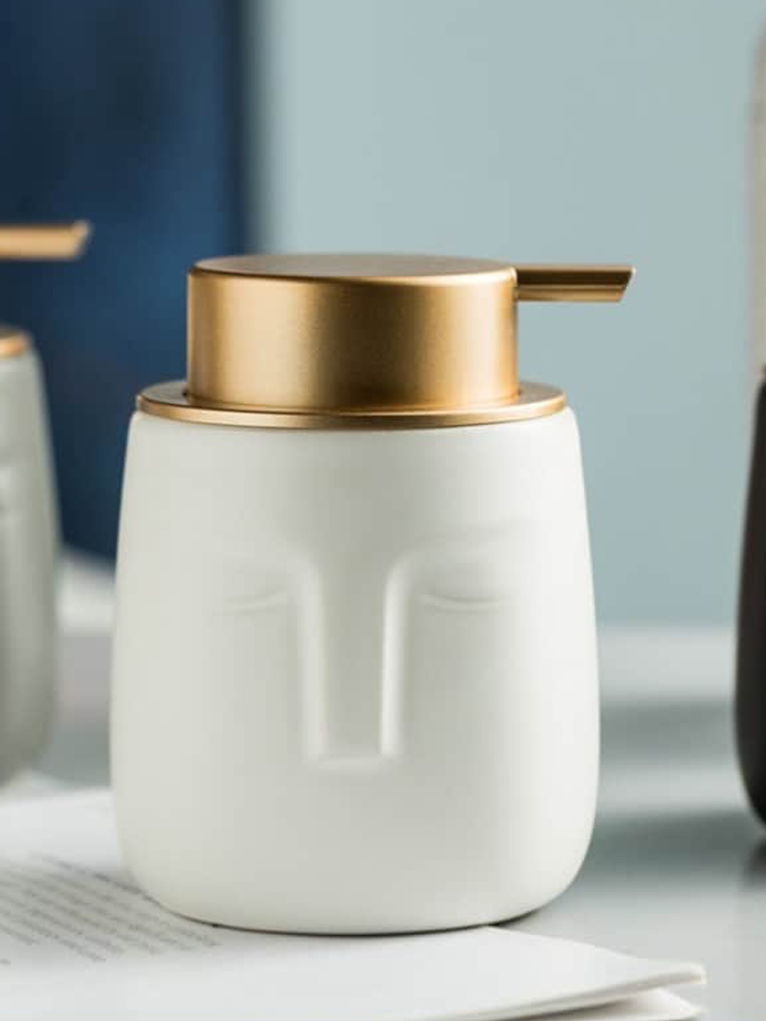 

FabSeasons White & Gold-Toned Solid Ceramic Soap Dispenser