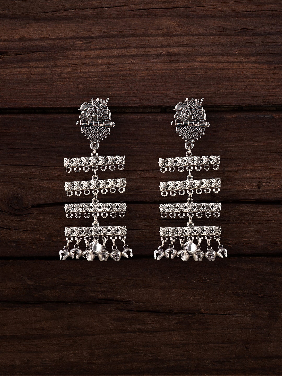 

Ozanoo Silver-Toned Contemporary Drop Earrings