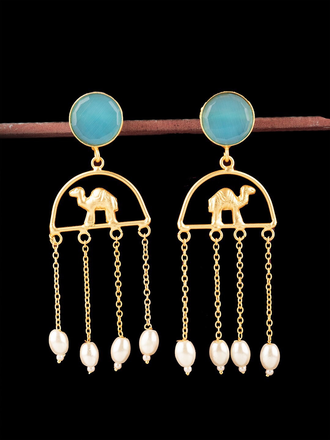 

Ozanoo Gold-Toned Contemporary Drop Earrings