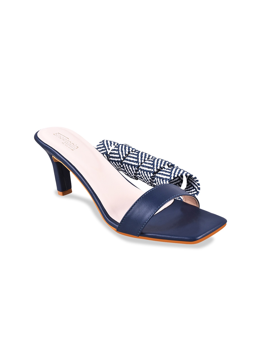 

Shoetopia Blue Textured Kitten Pumps