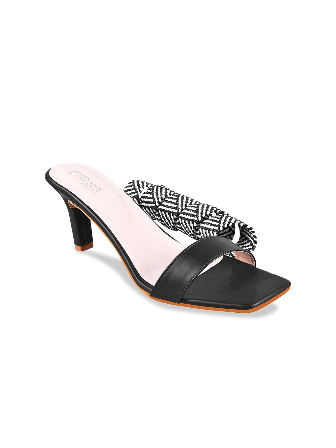 

Shoetopia Black Printed Kitten Pumps