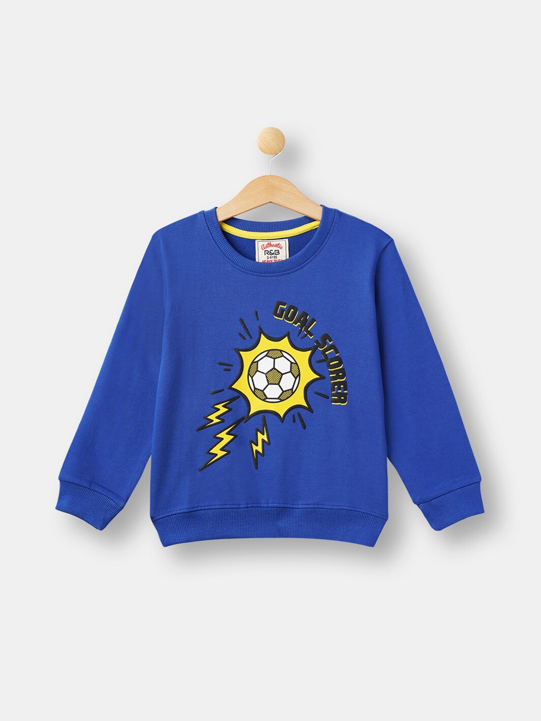

R&B Boys Blue Printed Cotton Pullover Sweatshirt