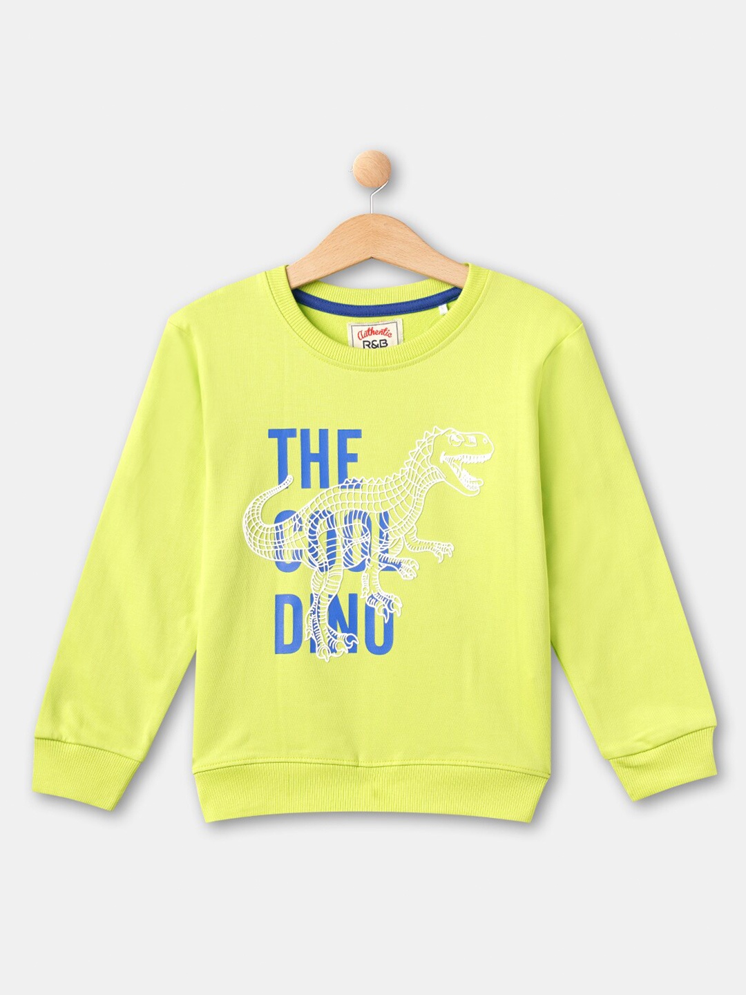 

R&B Boys Yellow Printed Cotton Pullover Sweatshirt