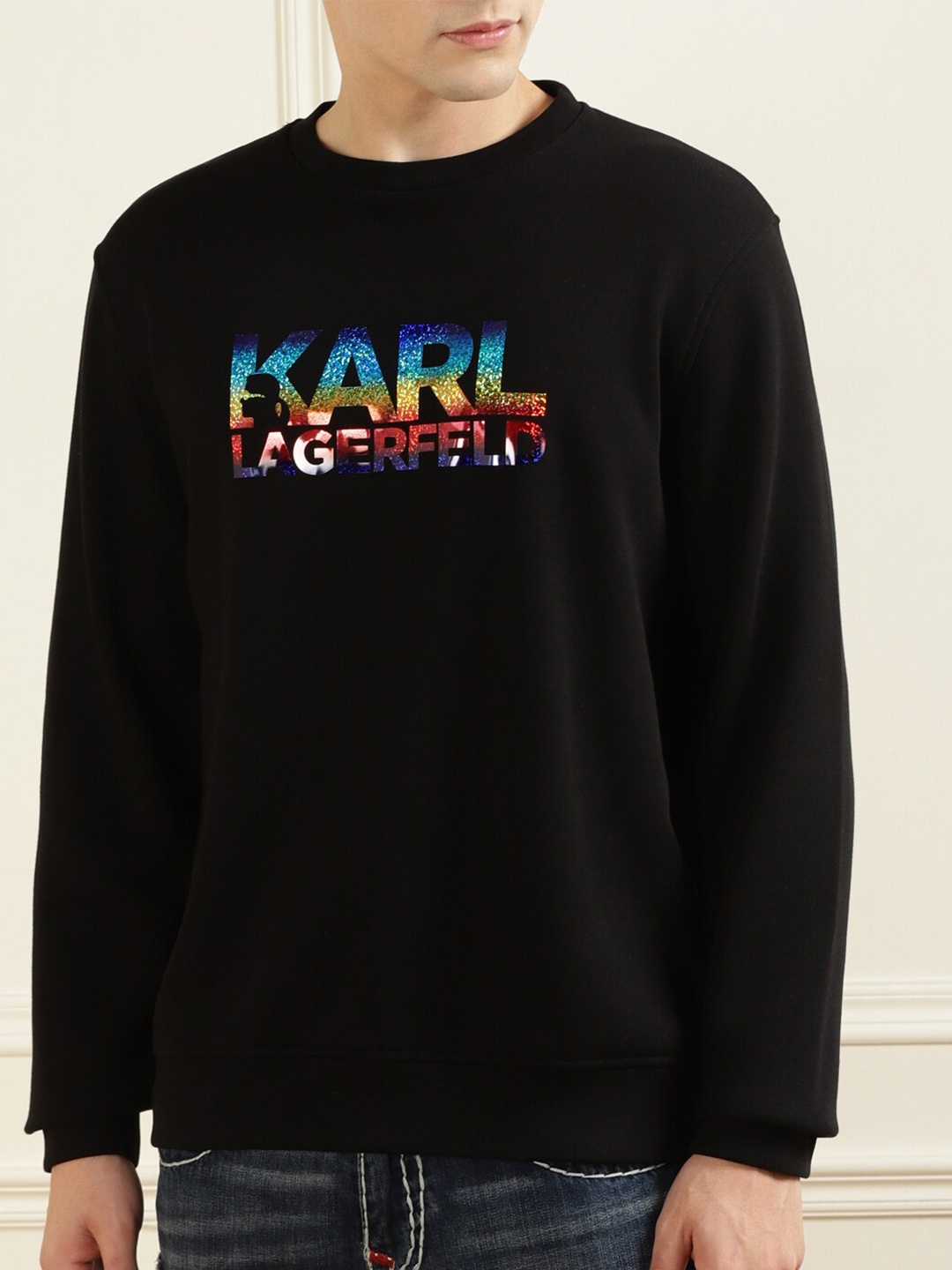 

Karl Lagerfeld Men Black Printed Sweatshirt