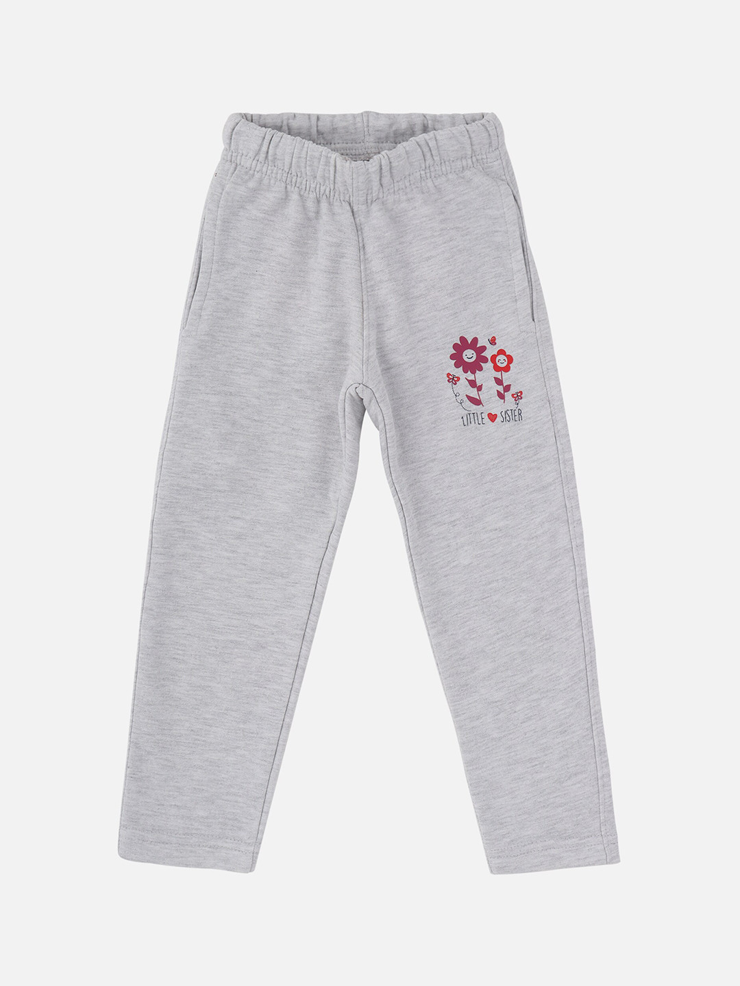 

DYCA Girls Grey Printed Cotton Regular-Fit Track Pants