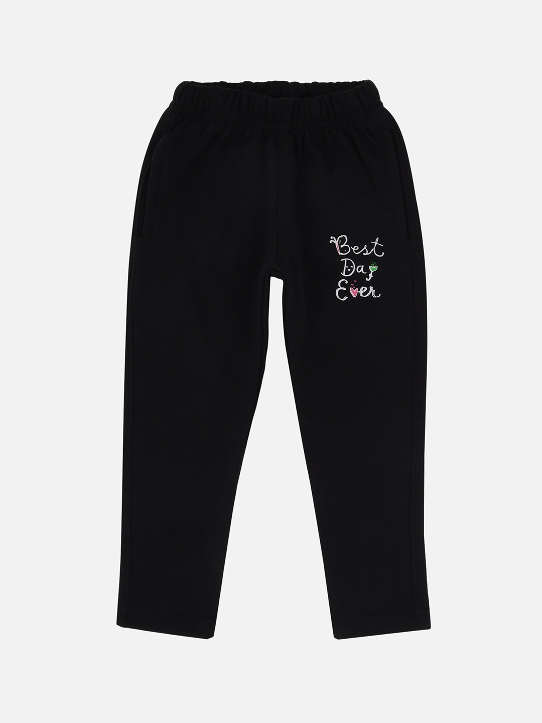 

DYCA Girls Black Solid Cotton Track Pants