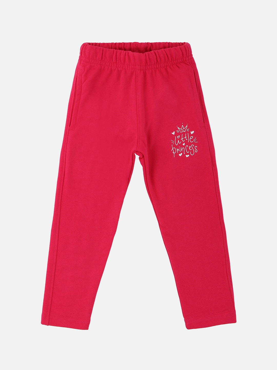 

DYCA Girls Pink Solid Cotton Track Pants, Fuchsia