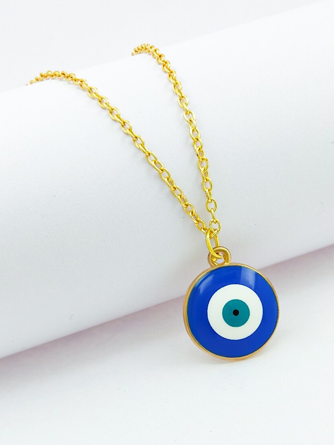 

Saizen Gold-Plated Blue Evil Eye Shaped Pendant With Chain