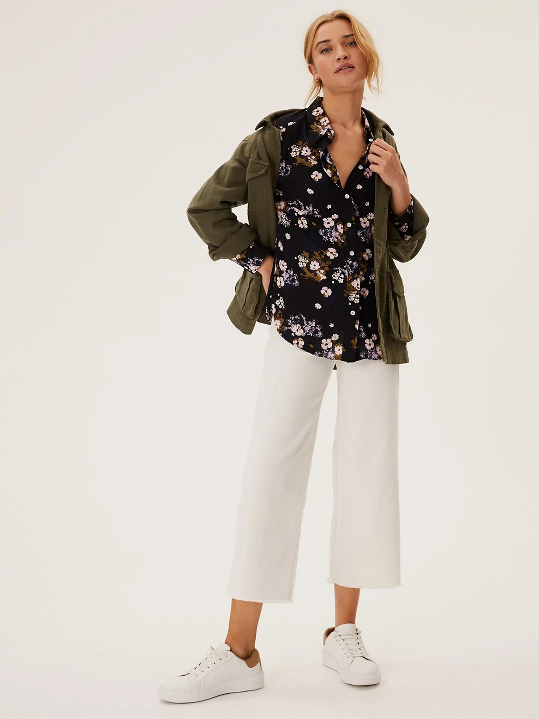 

Marks & Spencer Women Black Floral Printed Casual Shirt