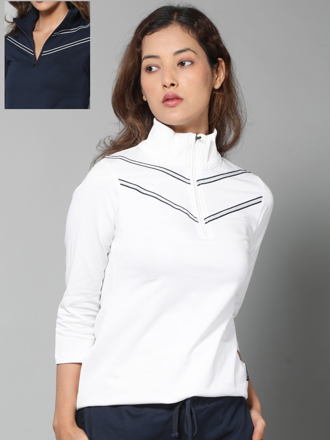 

Dream of Glory Inc Women 2-Pack Lightweight Quarter Zip Sporty Sweatshirts, White