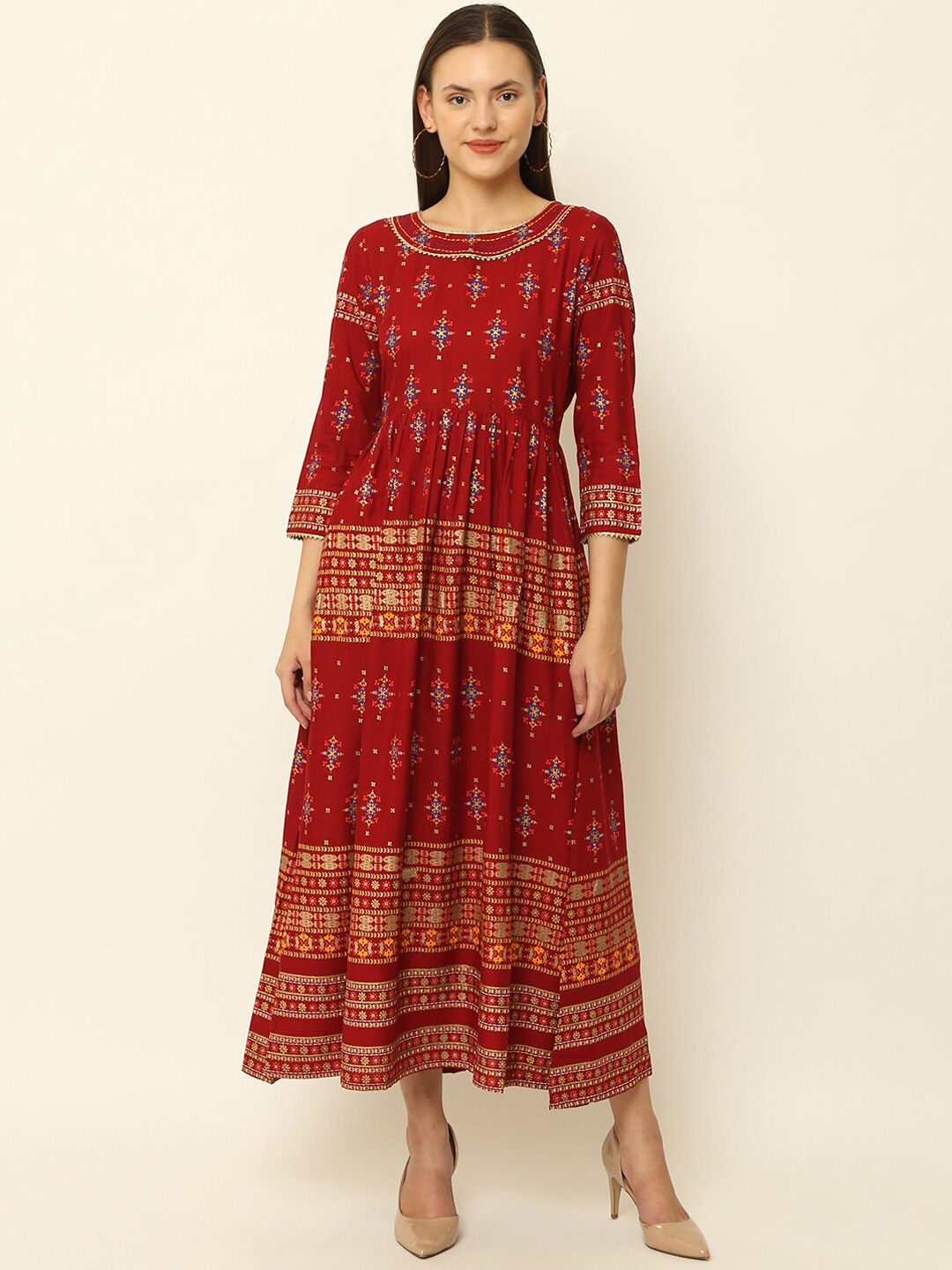 

Vastralay Women Maroon Printed Anarkali Kurta