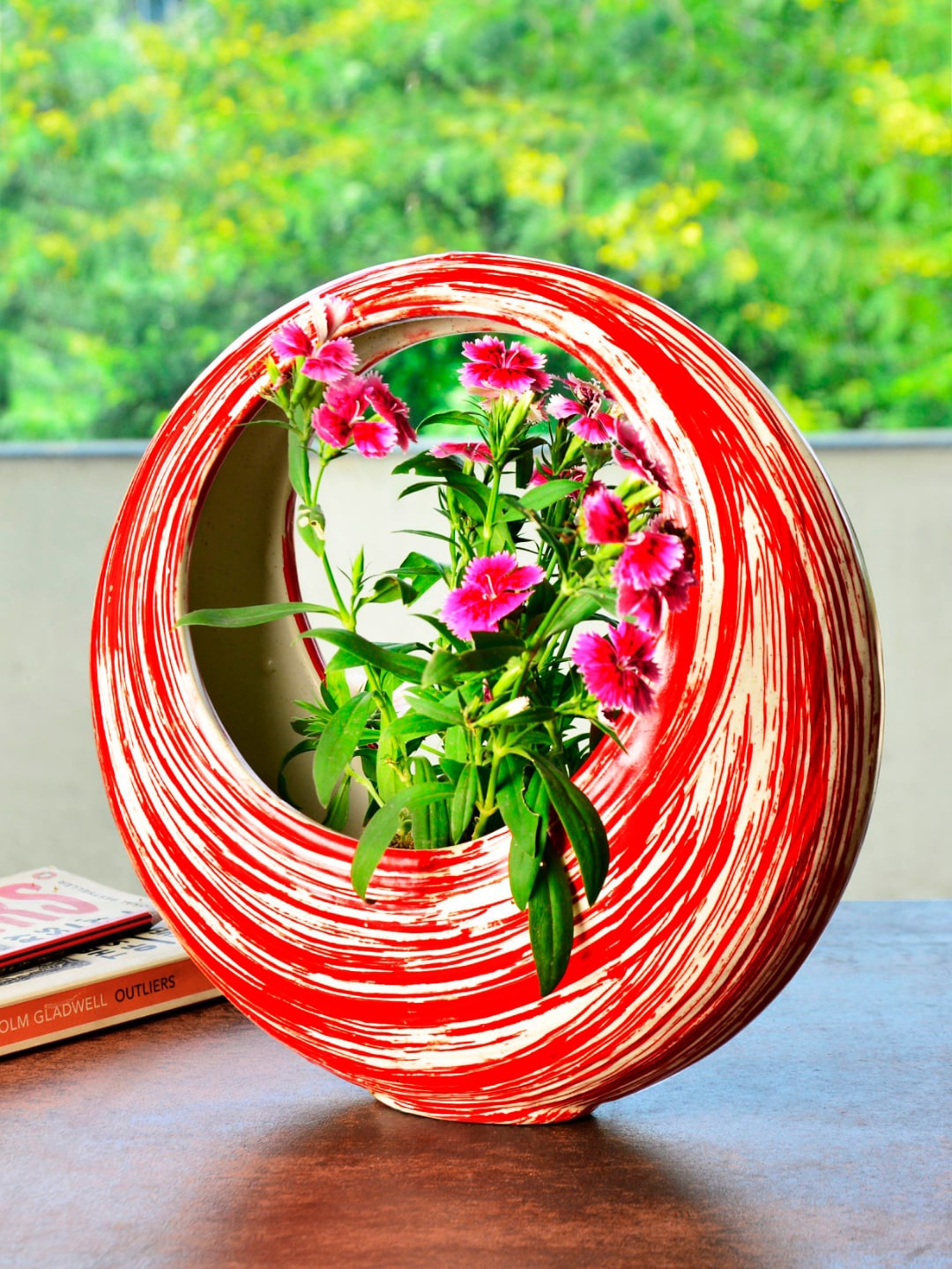

StyleMyWay Red Printed Ring Ceramic Hanging Planters
