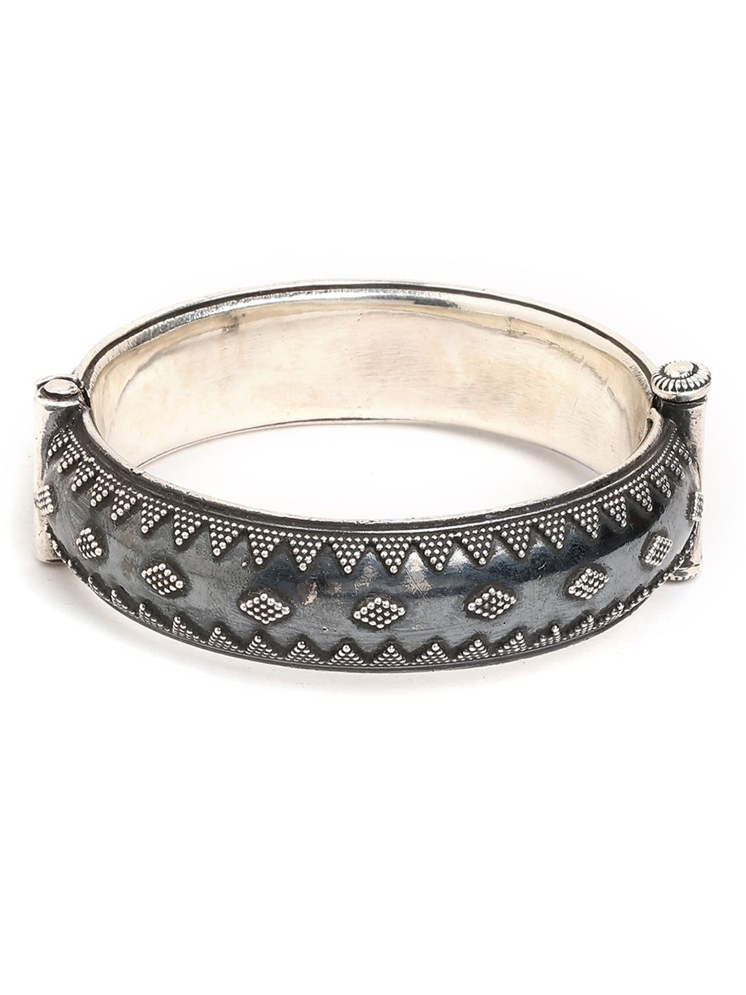 

ahilya Silver-Toned 92.5 Sterling Silver Oxidised Bangle