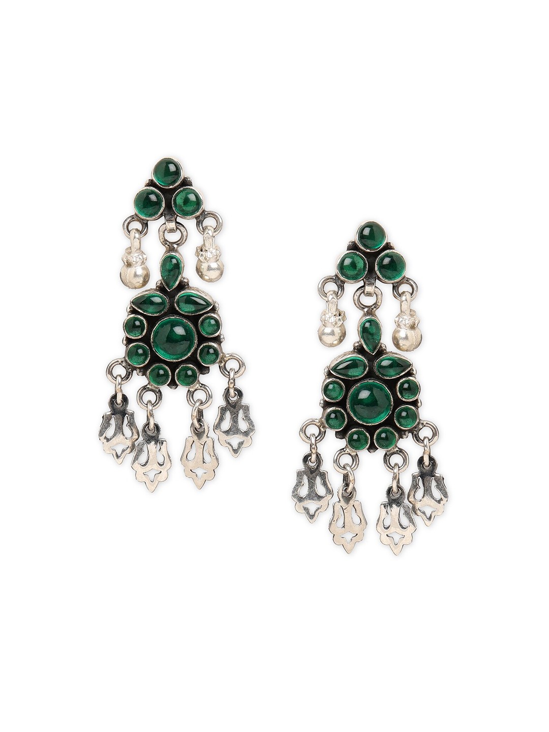 

ahilya Silver-Toned Contemporary Drop Earrings