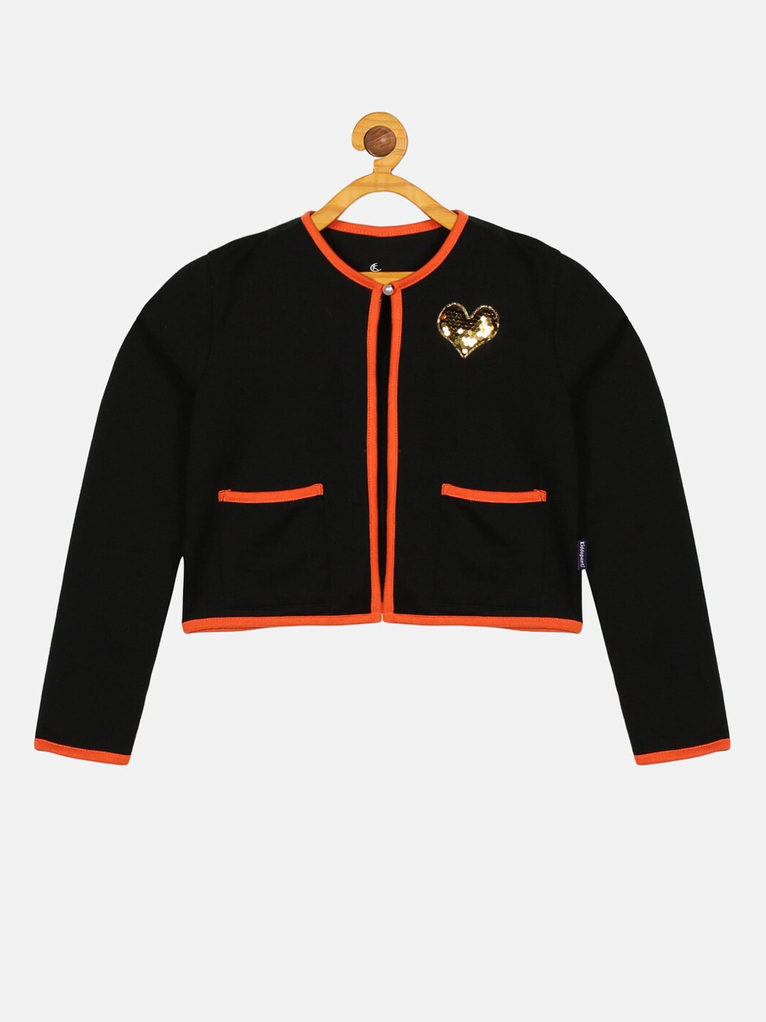 

KiddoPanti Girls Black Crop Open Front Jacket