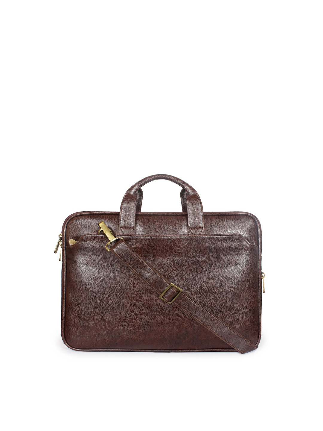 

THE CLOWNFISH Coffee Brown Textured Synthetic Messenger Bag