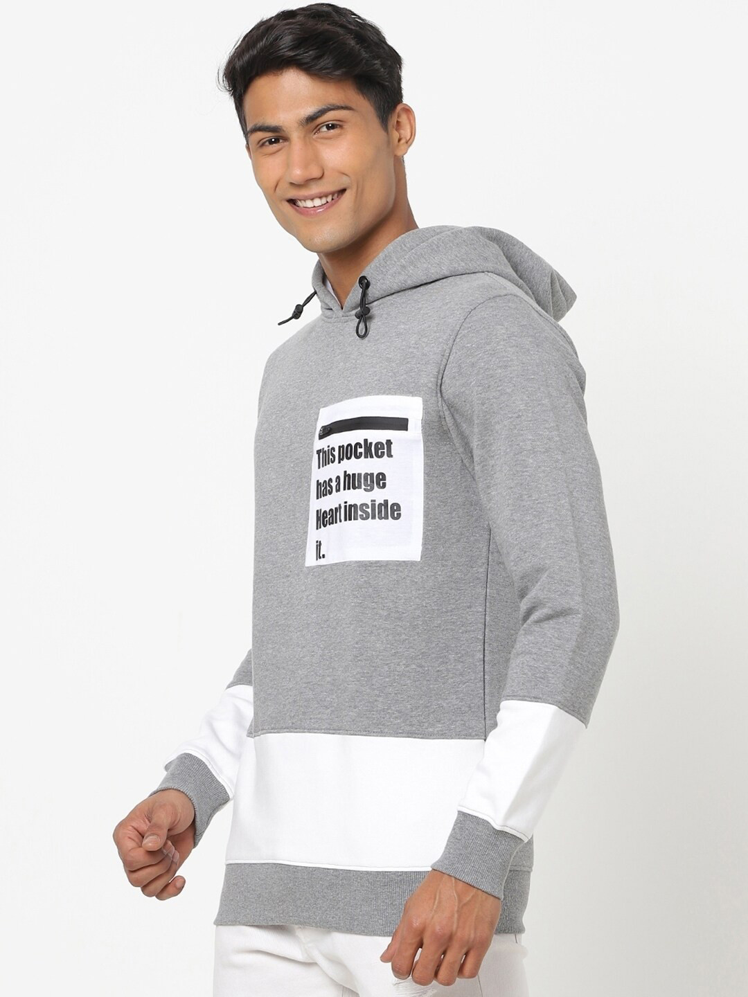 

Bewakoof Typography Print Hooded Sweatshirt, Grey