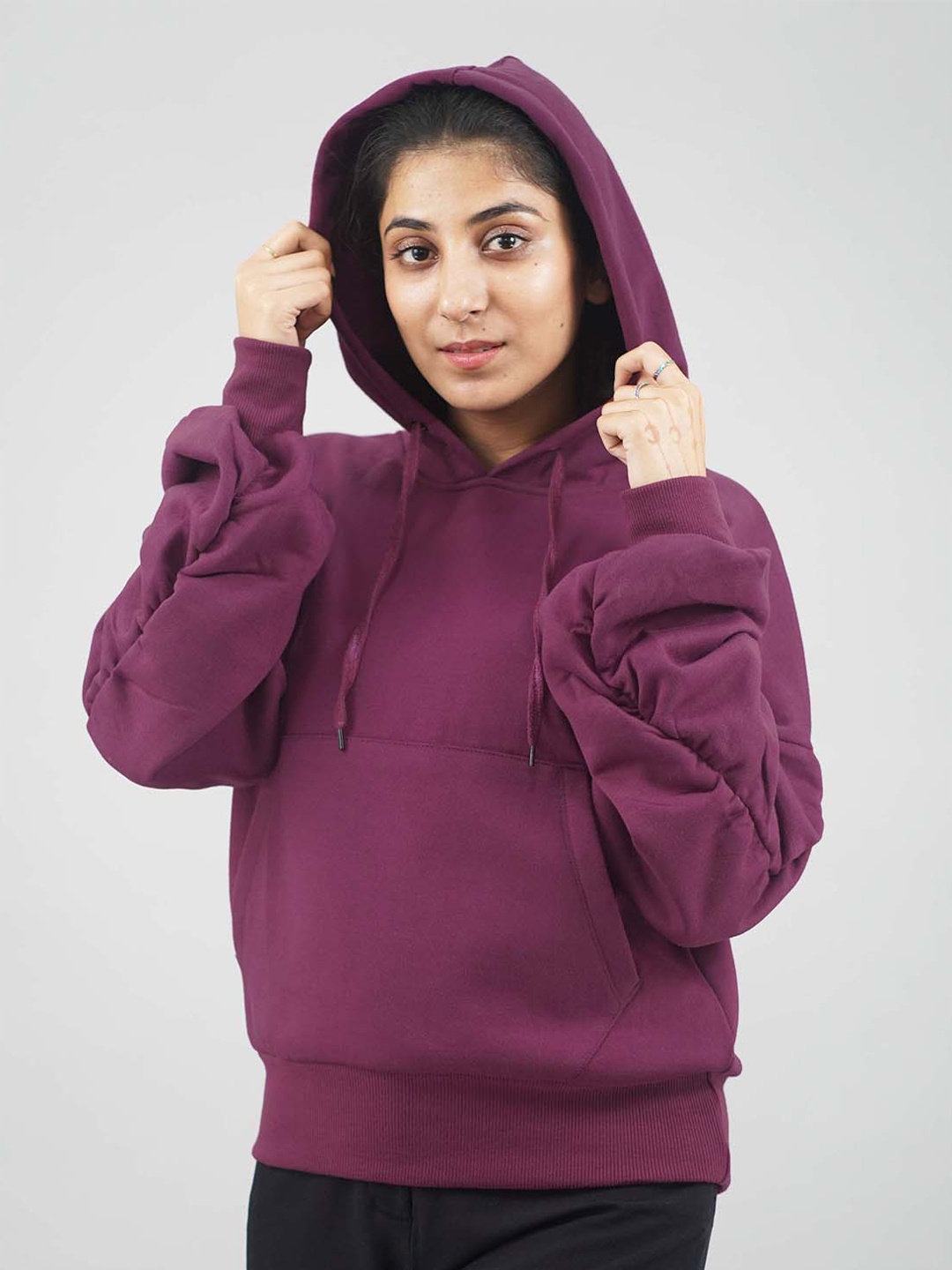 

IMPERATIVE Women Purple Hooded Sweatshirt