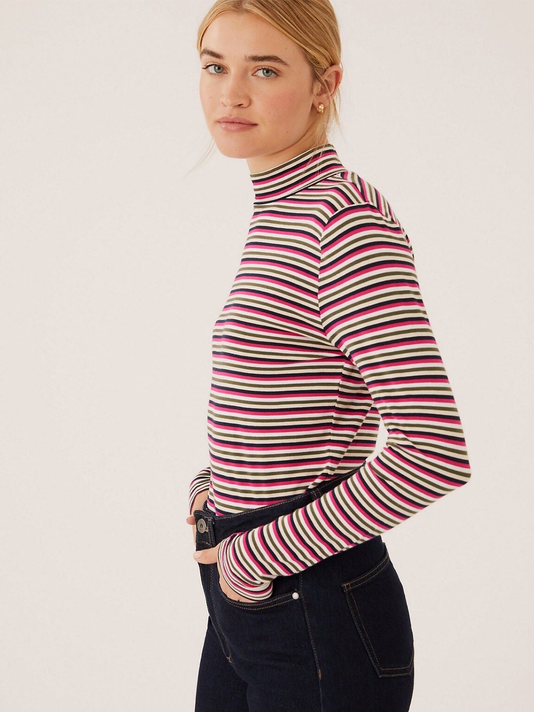 

Marks & Spencer Pink & Blue Striped Top