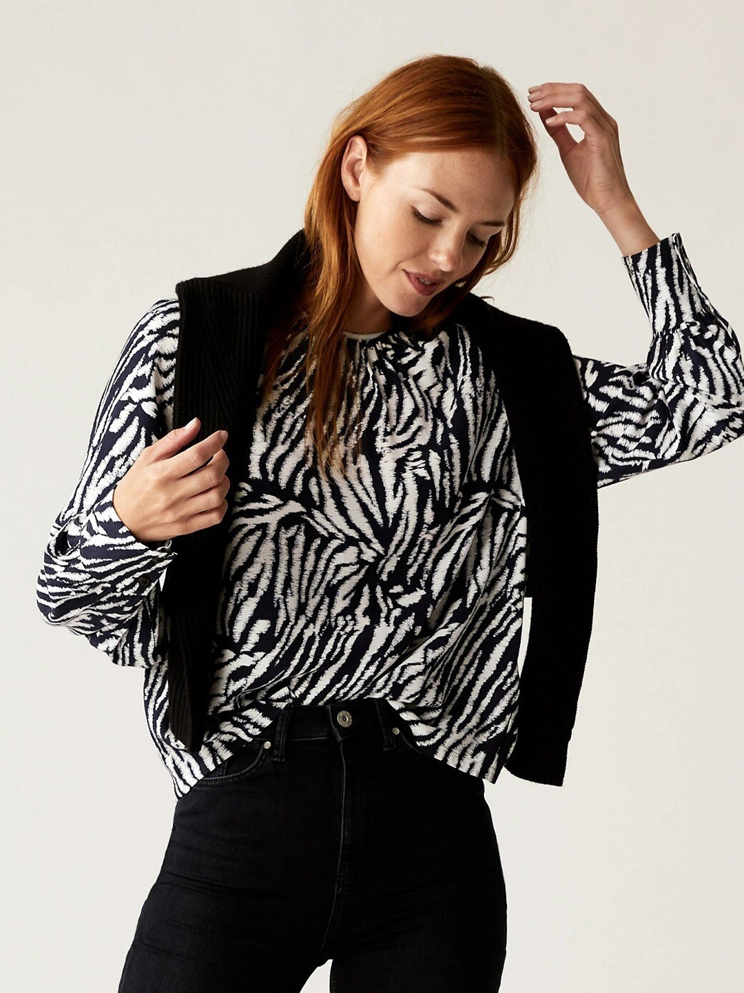 

Marks & Spencer Black & White Animal Print Top