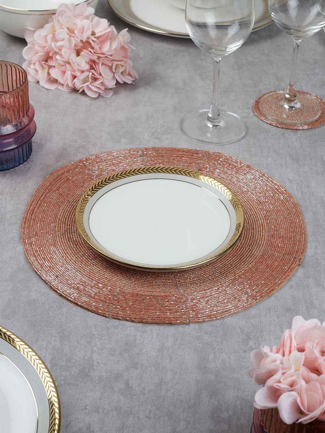 

HomeTown Rose Gold-Toned Textured Table Placemats