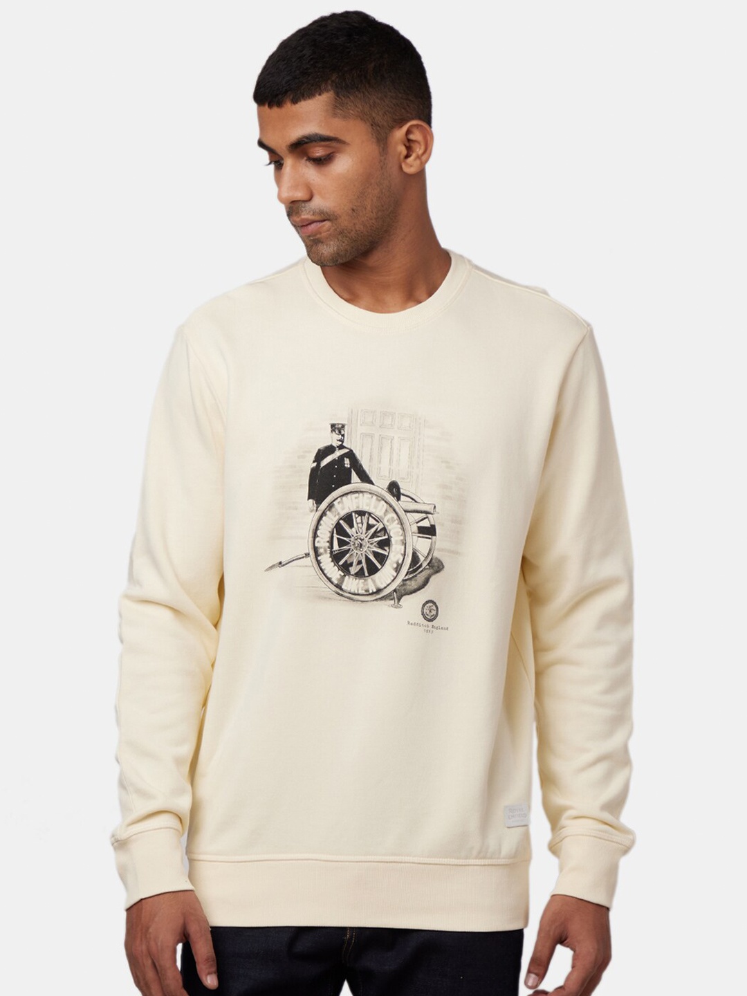 

Royal Enfield Men Cream-Coloured Printed Sweatshirt