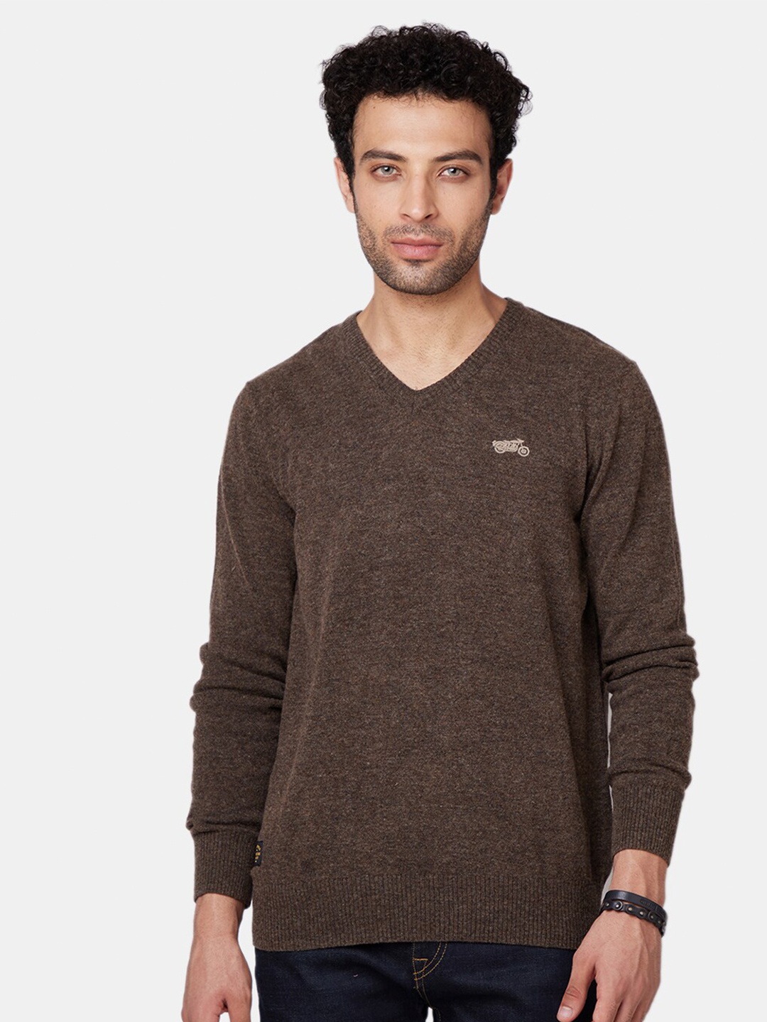 

Royal Enfield Men Brown Solid Pullover