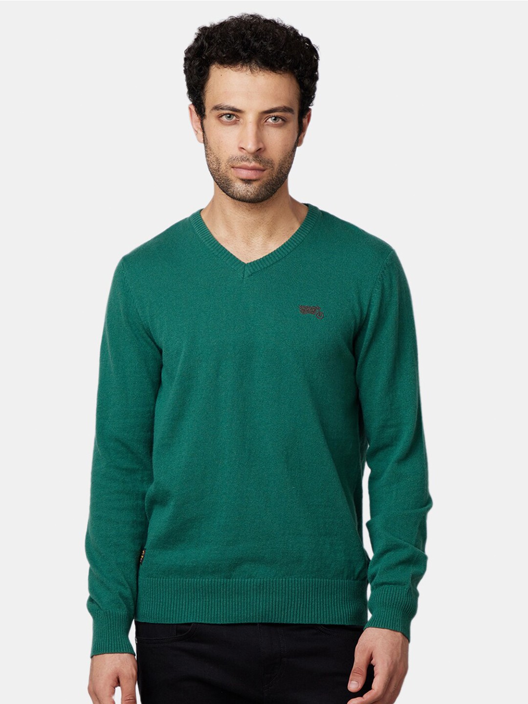 

Royal Enfield Men Green Solid Pullover