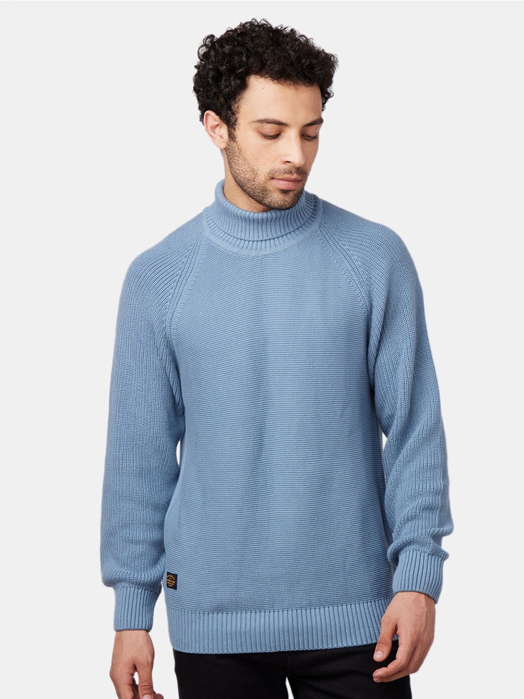 

Royal Enfield Men Blue Ribbed Pullover
