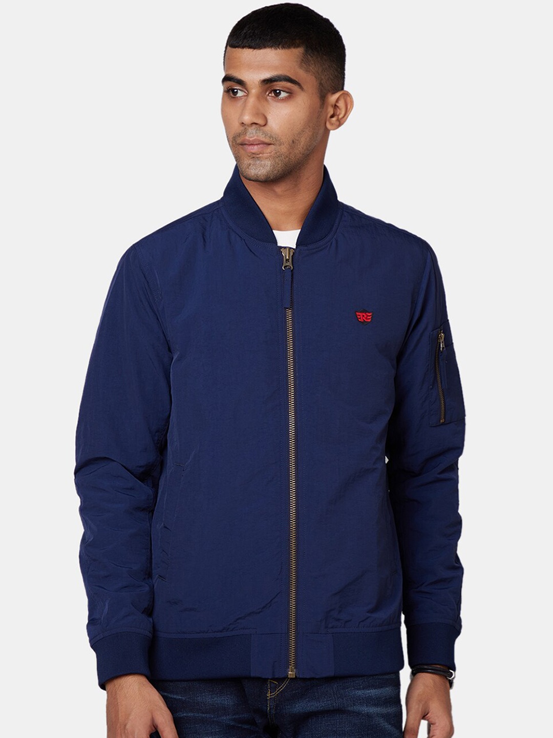 

Royal Enfield Men Blue Solid Bomber Jacket
