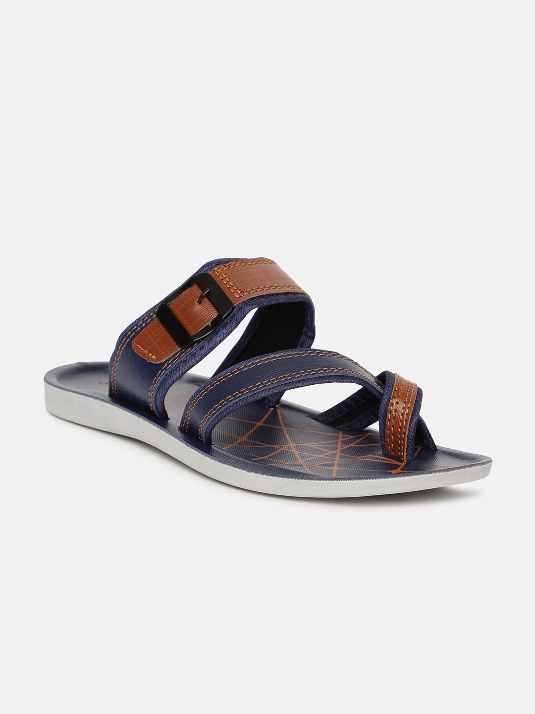 

Paragon Men Navy Blue & Brown Vertex Comfort Sandals