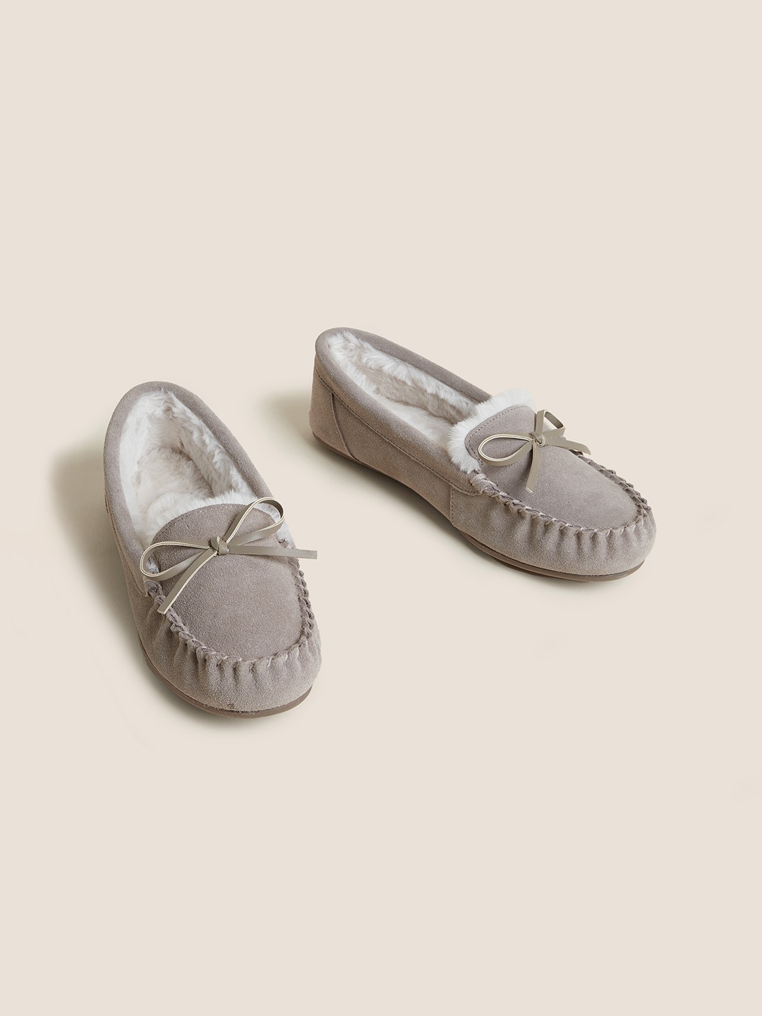 

Marks & Spencer Women Beige Textured Suede Loafers