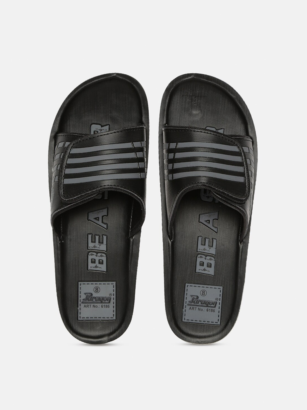 

Paragon Men Black & White Striped Sliders