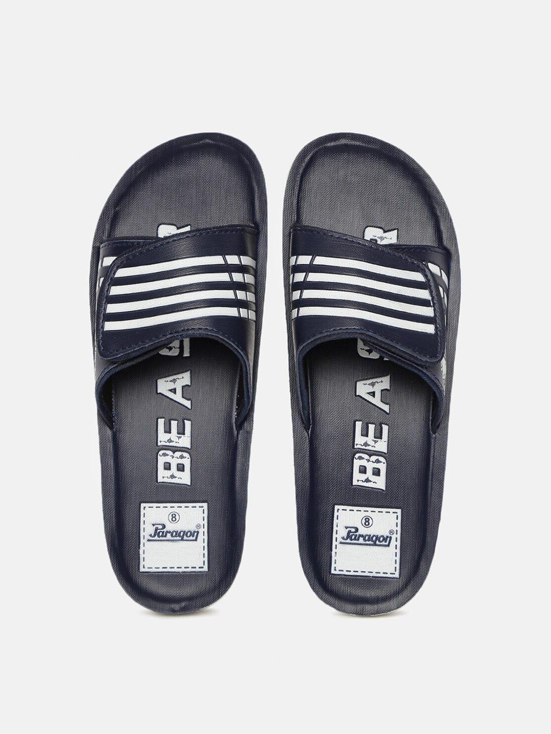 

Paragon Men Navy Blue & White Striped Sliders